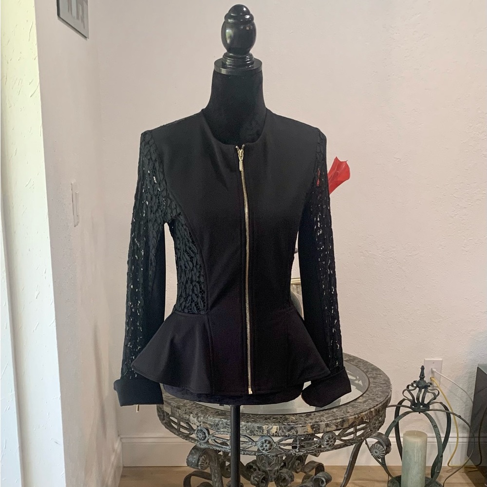 XOXO Black Lace Peplum Top